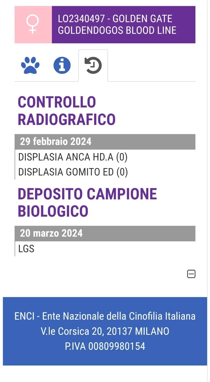 Controllo radiografico e deposito del campione biologico
